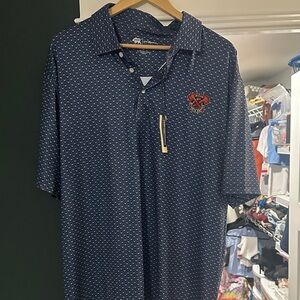 Classic Navy Polo Shirt with Embroidered Atlanta Braves Logo